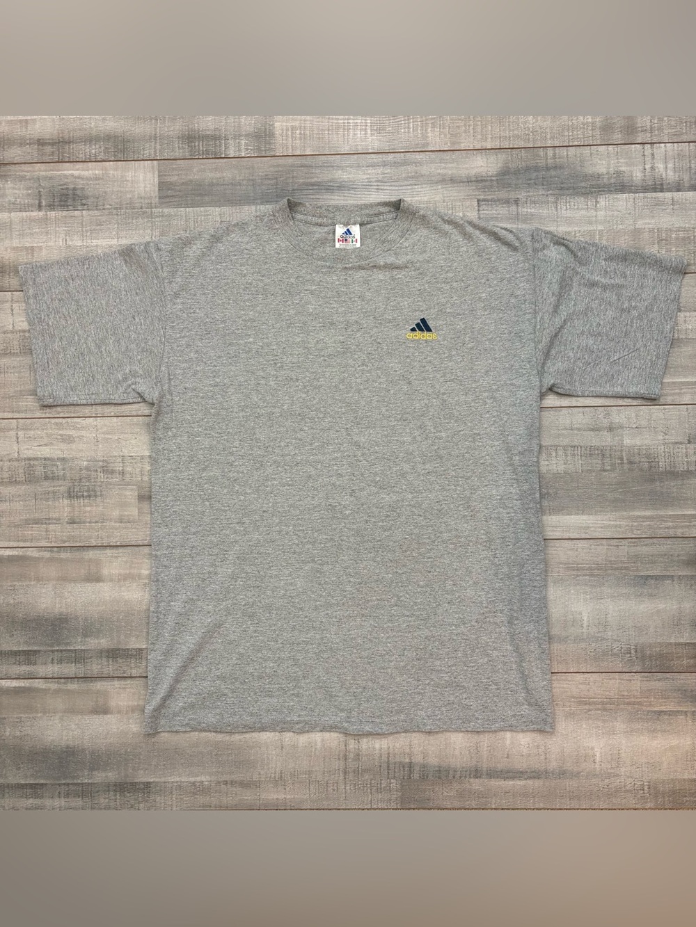 Vintage Adidas T Shirt Tee 90s Size Large L Gray Made In USA Embroidered Y2K
